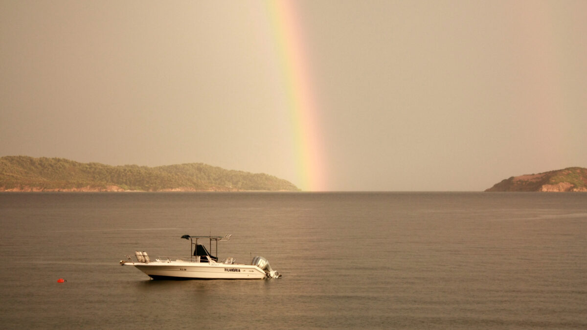 Meer Boot Regenbogen Griechenland